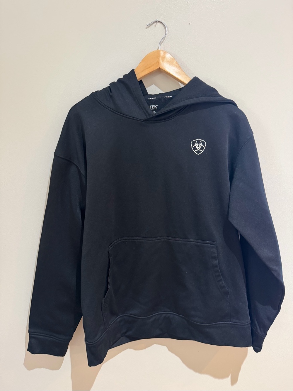 Ariat Men's Logo Tek Fleece Hoodie - Black-fleece lined size medium USA made - Picture 3 of 10